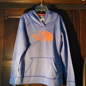 Blue and Pink North Face Sweatshirt